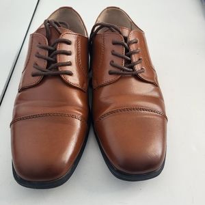 Florsheim Kids Reveal Cap Toe Ox Jr Boys Leather Dress Shoes 3.0 Brown